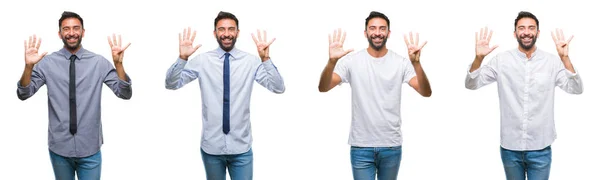 Collage Ung Man Bär Casual Look Över Vita Isolerade Backgroud — Stockfoto