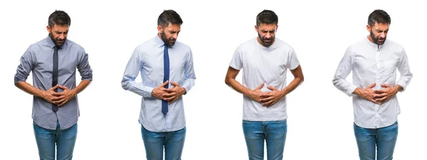 Collage Joven Que Lleva Una Mirada Casual Sobre Fondo Blanco —  Fotos de Stock