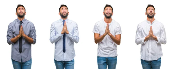 Collage Giovane Uomo Che Indossa Look Casual Sfondo Bianco Isolato — Foto Stock