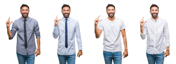 Collage Jeune Homme Portant Look Décontracté Sur Fond Blanc Isolé — Photo