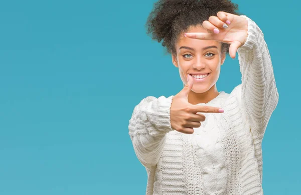 Young Afro American Woman Wearing Winter Sweater Isolated Background Smiling — Stock Photo, Image
