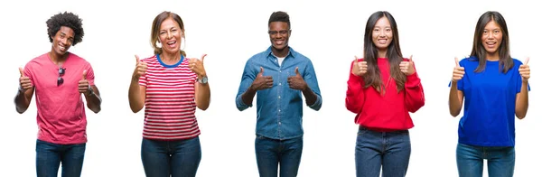 Sammansättningen African American Spansktalande Och Kinesiska Grupp Människor Över Isolerade — Stockfoto