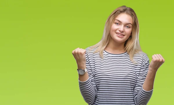 Junge Kaukasische Frau Mit Isoliertem Hintergrund Feiert Überrascht Und Erstaunt — Stockfoto