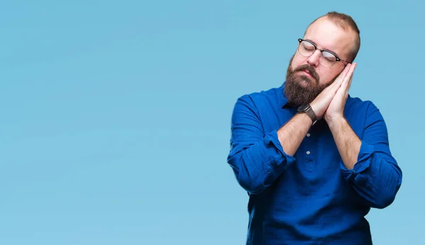 Jeune Homme Hipster Caucasien Portant Des Lunettes Sur Fond Isolé — Photo