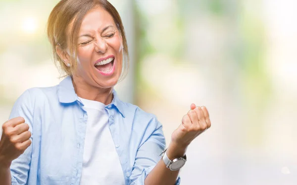 Senior Hispanische Frau Mittleren Alters Mit Isoliertem Hintergrund Sehr Glücklich — Stockfoto