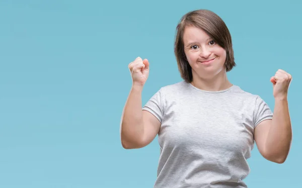 Jonge Volwassen Vrouw Met Het Syndroom Van Geïsoleerde Achtergrond Erg — Stockfoto