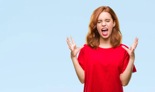 Giovane Bella Donna Sfondo Isolato Che Celebra Pazzo Pazzo Successo — Foto Stock