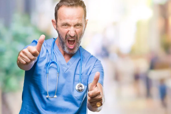 Middle Age Hoary Senior Doctor Man Wearing Medical Uniform Isolated — Stock Photo, Image