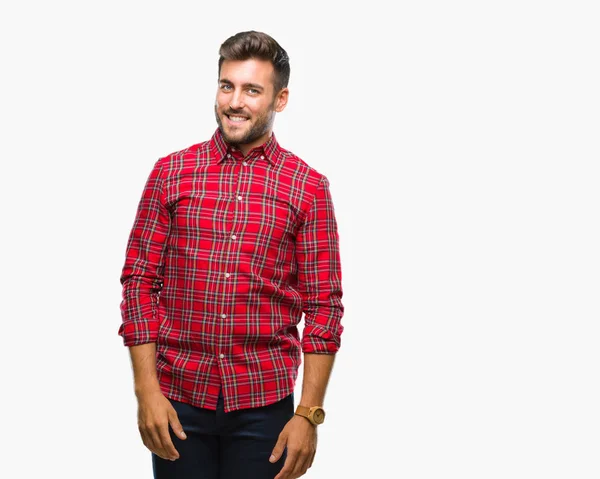 Joven Hombre Guapo Sobre Fondo Aislado Mirando Hacia Otro Lado —  Fotos de Stock