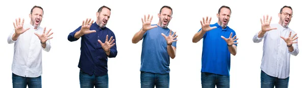 Colagem Hoary Sênior Bonito Homem Negócios Elegante Sobre Fundo Isolado — Fotografia de Stock