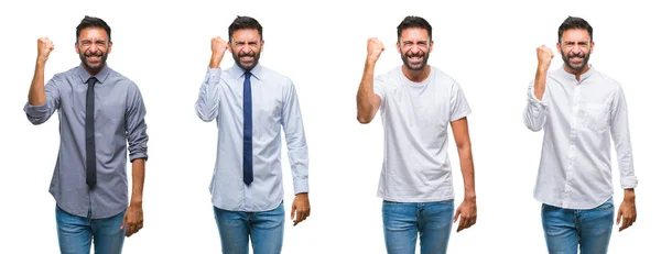 Collage Hombre Joven Con Mirada Casual Sobre Fondo Aislado Blanco — Foto de Stock