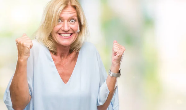 Middle Age Blonde Business Woman Isolated Background Very Happy Excited Royalty Free Stock Photos