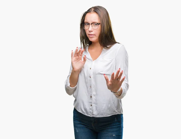 Young Caucasian Beautiful Business Woman Wearing Glasses Isolated Background Disgusted — Stock Photo, Image