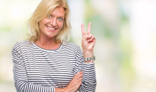 Middle Age Blonde Woman Isolated Background Smiling Happy Face Winking — Stock Photo, Image