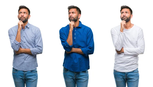 Collage Eines Gutaussehenden Jungen Indischen Mannes Über Isoliertem Hintergrund Mit — Stockfoto