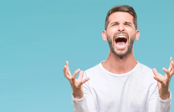 Jovem Homem Bonito Sobre Fundo Isolado Louco Louco Gritando Gritando — Fotografia de Stock