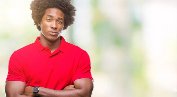 Afro Americký Muž Nad Izolované Pozadí Skeptik Nervózní Nesouhlasným Výrazem — Stock fotografie
