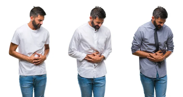 Collage Guapo Joven Indio Sobre Fondo Aislado Haciendo Gesto Feliz —  Fotos de Stock