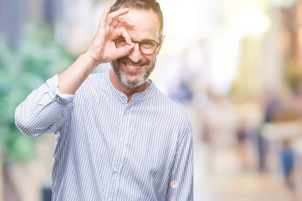 Reifer Älterer Mann Mittleren Alters Der Eine Brille Über Isoliertem — Stockfoto