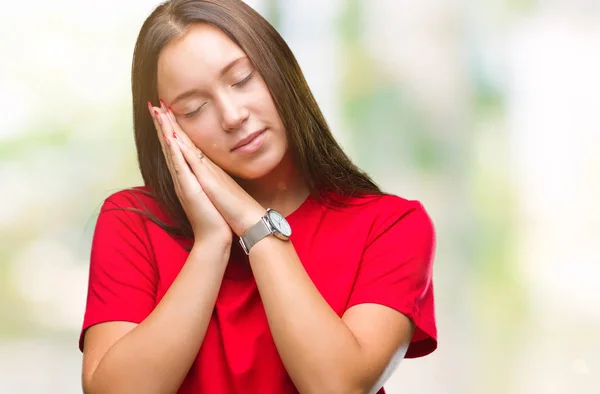 Jonge Mooie Kaukasische Vrouw Geïsoleerde Achtergrond Slapen Moe Dromen Poseren — Stockfoto