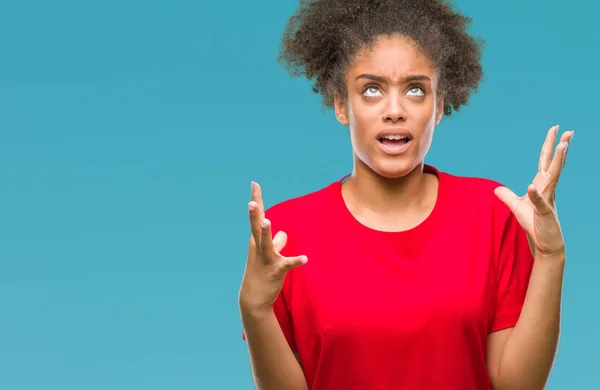 Giovane Donna Afro Americana Sfondo Isolato Pazzo Pazzo Urlando Urlando — Foto Stock