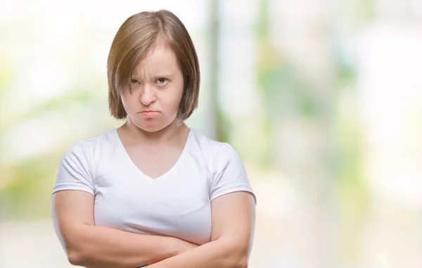 Giovane Donna Adulta Con Sindrome Sfondo Isolato Scettico Nervoso Espressione — Foto Stock