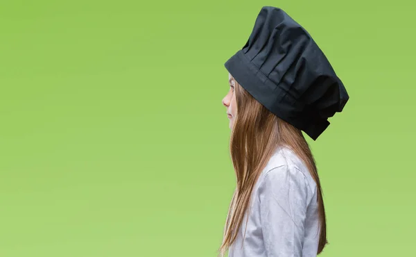 Ung Vacker Flicka Bär Kock Hatt Uniform Över Isolerade Bakgrund — Stockfoto