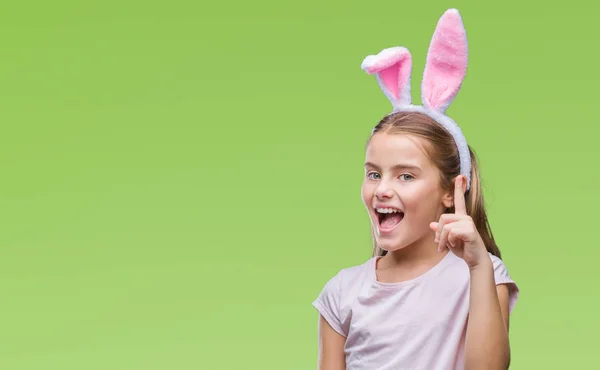 Mladá Krásná Dívka Která Nosí Velikonoční Zajíček Uši Nad Izolované — Stock fotografie