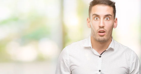 Handsome Young Business Man Scared Shock Surprise Face Afraid Excited — Stock Photo, Image