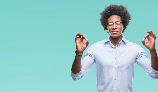 Afro Amerikansk Business Man Glasögon Över Isolerade Bakgrund Koppla Och — Stockfoto