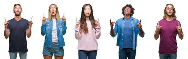 Composición Afroamericanos Hispanos Chinos Grupo Personas Sobre Fondo Blanco Aislado — Foto de Stock