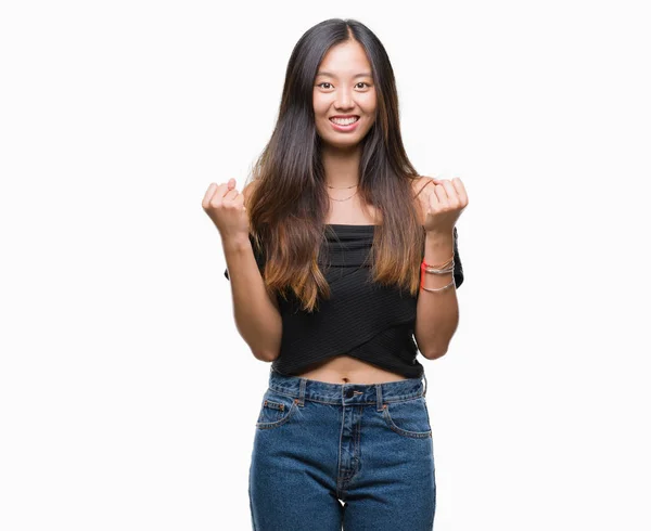 Junge Asiatin Mit Isoliertem Hintergrund Die Überrascht Und Erstaunt Über — Stockfoto