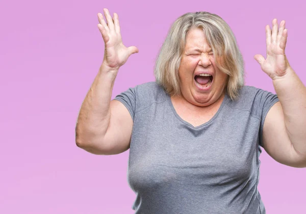 Senior Size Caucasian Woman Isolated Background Celebrating Crazy Amazed Success — Stock Photo, Image