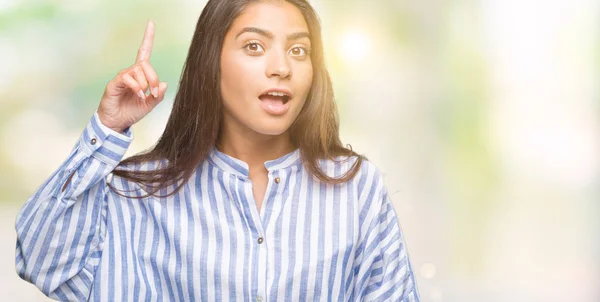 Mujer Árabe Hermosa Joven Sobre Fondo Aislado Señalando Dedo Hacia — Foto de Stock