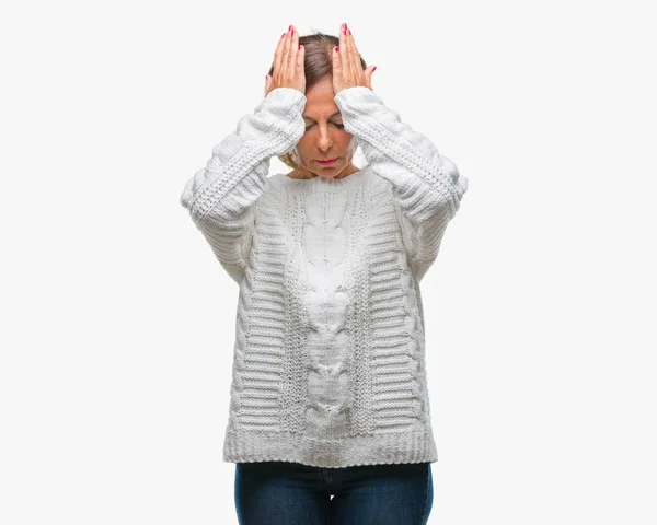 Ältere Hispanische Frau Mittleren Alters Trägt Winterpullover Über Isoliertem Hintergrund — Stockfoto