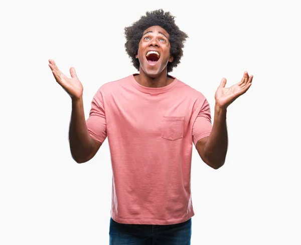 Hombre Afroamericano Sobre Fondo Aislado Celebrando Loco Sorprendido Por Éxito —  Fotos de Stock