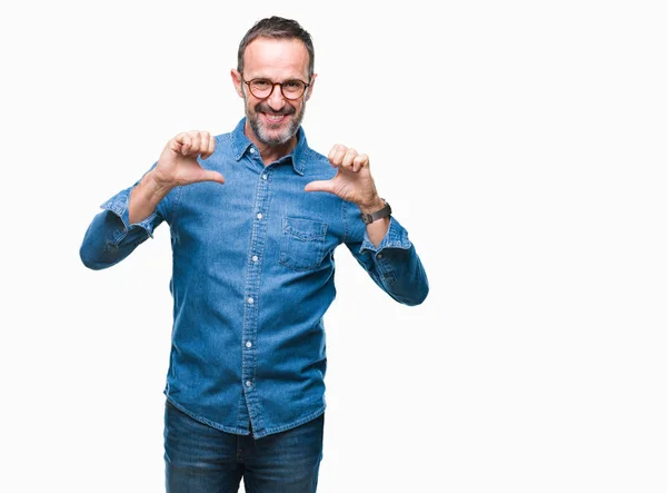 Edad Media Hoary Hombre Mayor Con Gafas Sobre Fondo Aislado — Foto de Stock