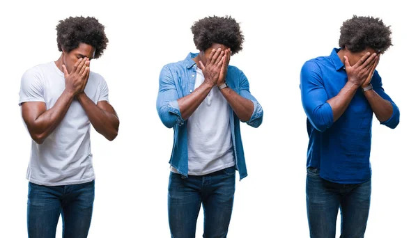 Collage Van Afro Amerikaanse Jongeman Shirtless Zakenman Geïsoleerde Achtergrond Met — Stockfoto