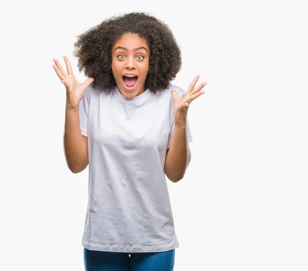 Mujer Afroamericana Joven Sobre Fondo Aislado Celebrando Loco Sorprendido Por — Foto de Stock