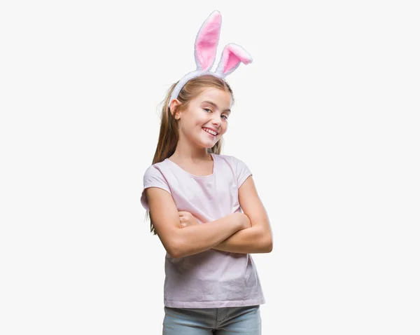 Junges Schönes Mädchen Das Osterhasenohren Über Isoliertem Hintergrund Trägt Glücklich — Stockfoto