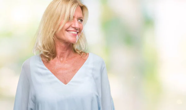 Middle Age Blonde Business Woman Isolated Background Looking Away Side — Stock Photo, Image