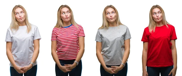 Collage Giovane Bella Donna Bionda Che Indossa Una Shirt Sopra — Foto Stock