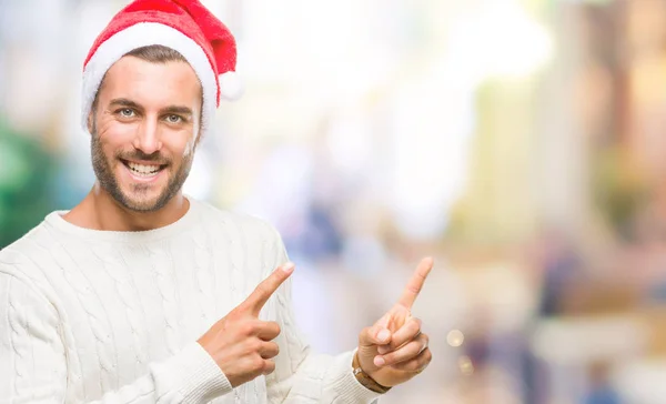 Young Handsome Man Wearing Santa Claus Hat Isolated Background Smiling — Stock Photo, Image