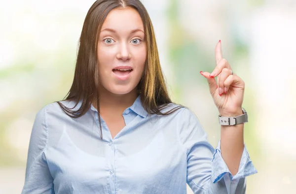 Giovane Donna Caucasica Bella Sfondo Isolato Puntando Dito Verso Alto — Foto Stock