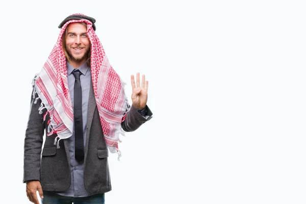 Giovane Bell Uomo Arabo Con Capelli Lunghi Che Indossa Keffiyeh — Foto Stock