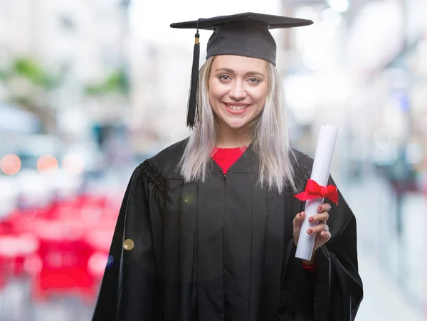 Fiatal Szőke Visel Diplomás Egységes Gazdaság Diploma Több Mint Egy — Stock Fotó