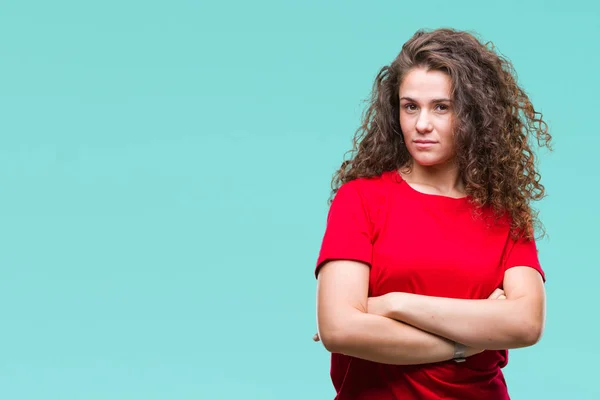 Beautiful Brunette Curly Hair Young Girl Wearing Casual Look Isolated — Stock Photo, Image