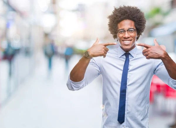 Afro American Business Man Wearing Glasses Isolated Background Smiling Confident — Stock Photo, Image