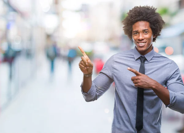 Afro American Business Man Isolated Background Smiling Looking Camera Pointing — Stock Photo, Image