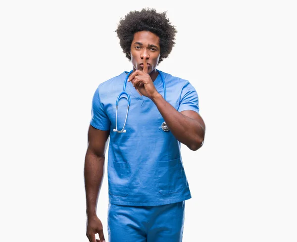 Médecin Chirurgien Afro Américain Homme Sur Fond Isolé Demandant Être — Photo